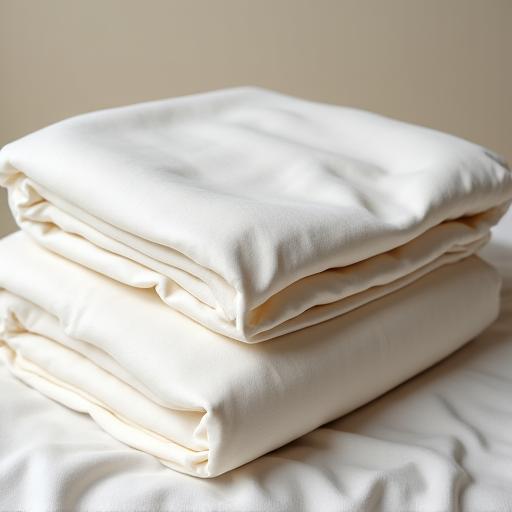 柔らかく折り畳まれた高級ベッドリネン